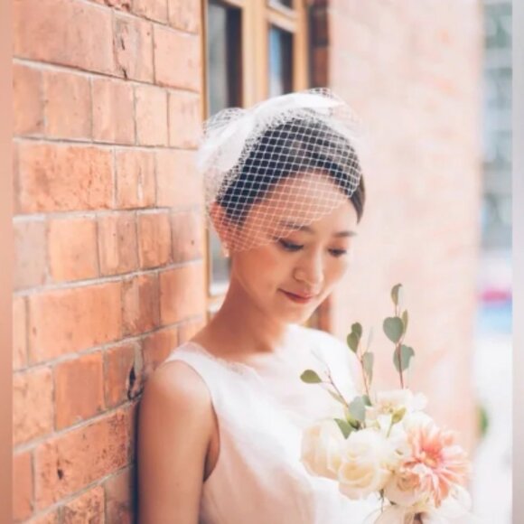 Wedding French Netting Birdcage Headband with Bowknot